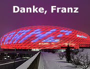 Franz Beckenbauer ist tot. Allianz Arena leuchtet mit "Danke Franz" - Würdigung und Gedenkfeier in der Allianz Arena am 19.01.2024 (©Foto: Marikka-Laila Maisel)